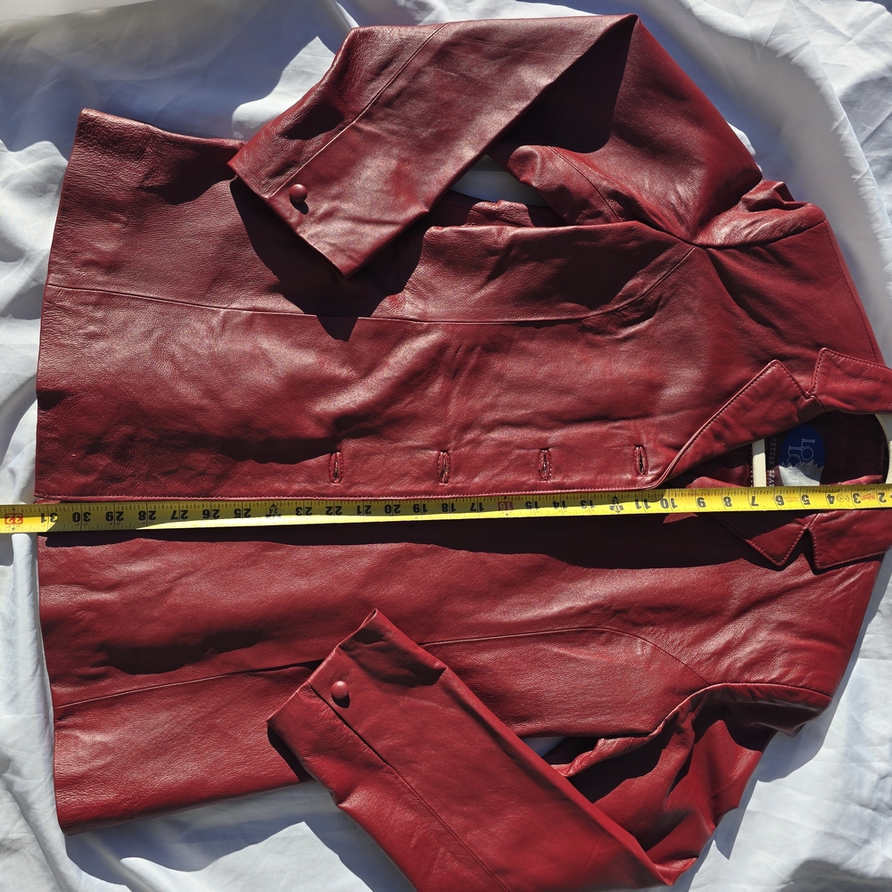 Vintage Lobi Lobi Women’s Genuine Leather Button Up Jacket Red Burgandy XL - Picture 8 of 11